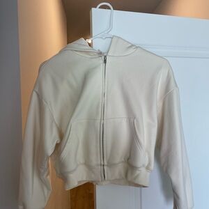 Cream Skims Zip-Up Cropped Hoodie
